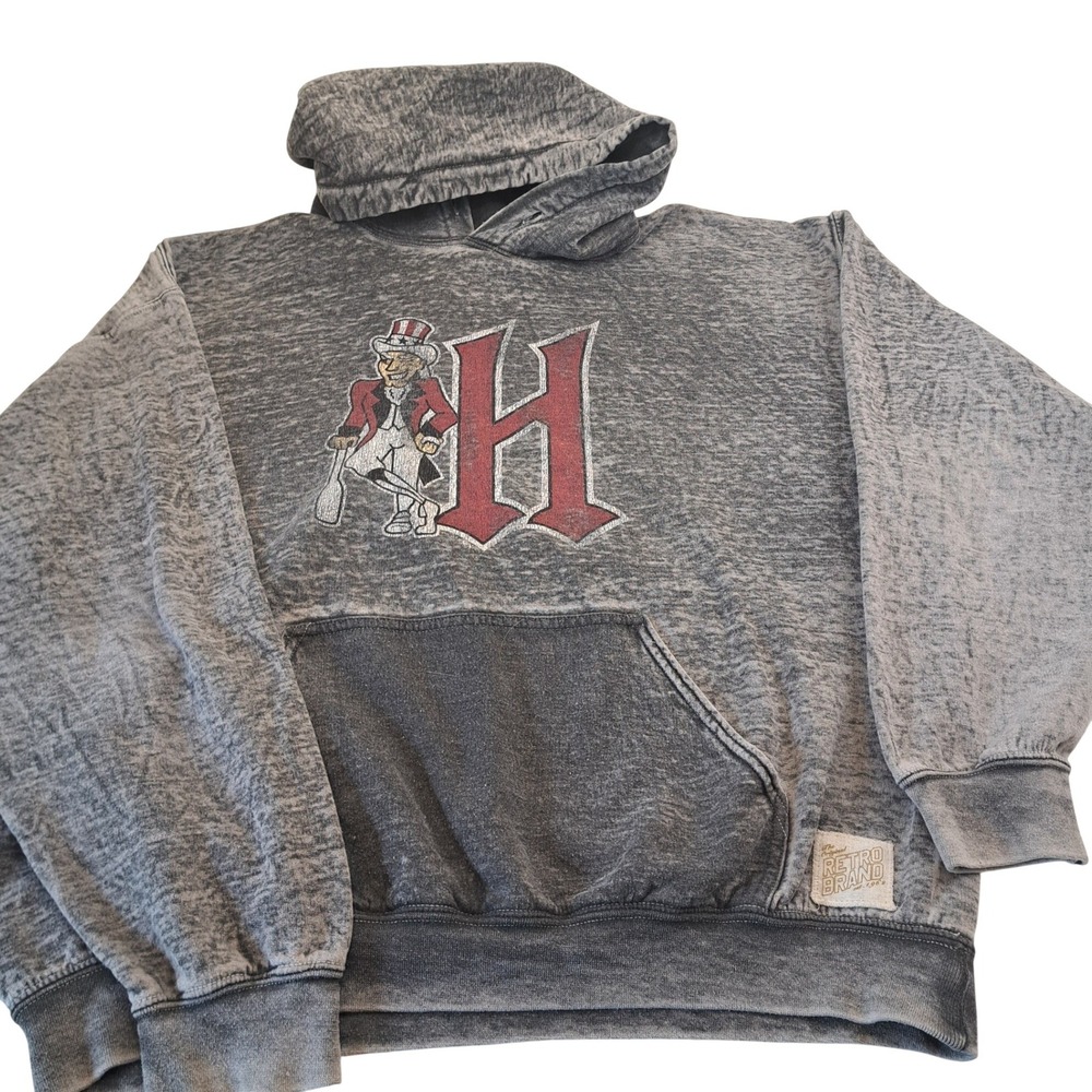 Retro Brand Minor League Baseball Hoodie Men L Pullover Harrisburg Senators Gray